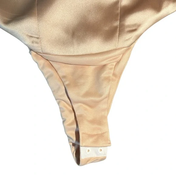 Zara Cream Satin Bodysuit NWOT - Picture 3 of 14